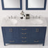 Vinnova Gela 60" Bathroom Double Vanity Set in Royal Blue w/ Carrara White Marble Countertop | 723060-RB-CA