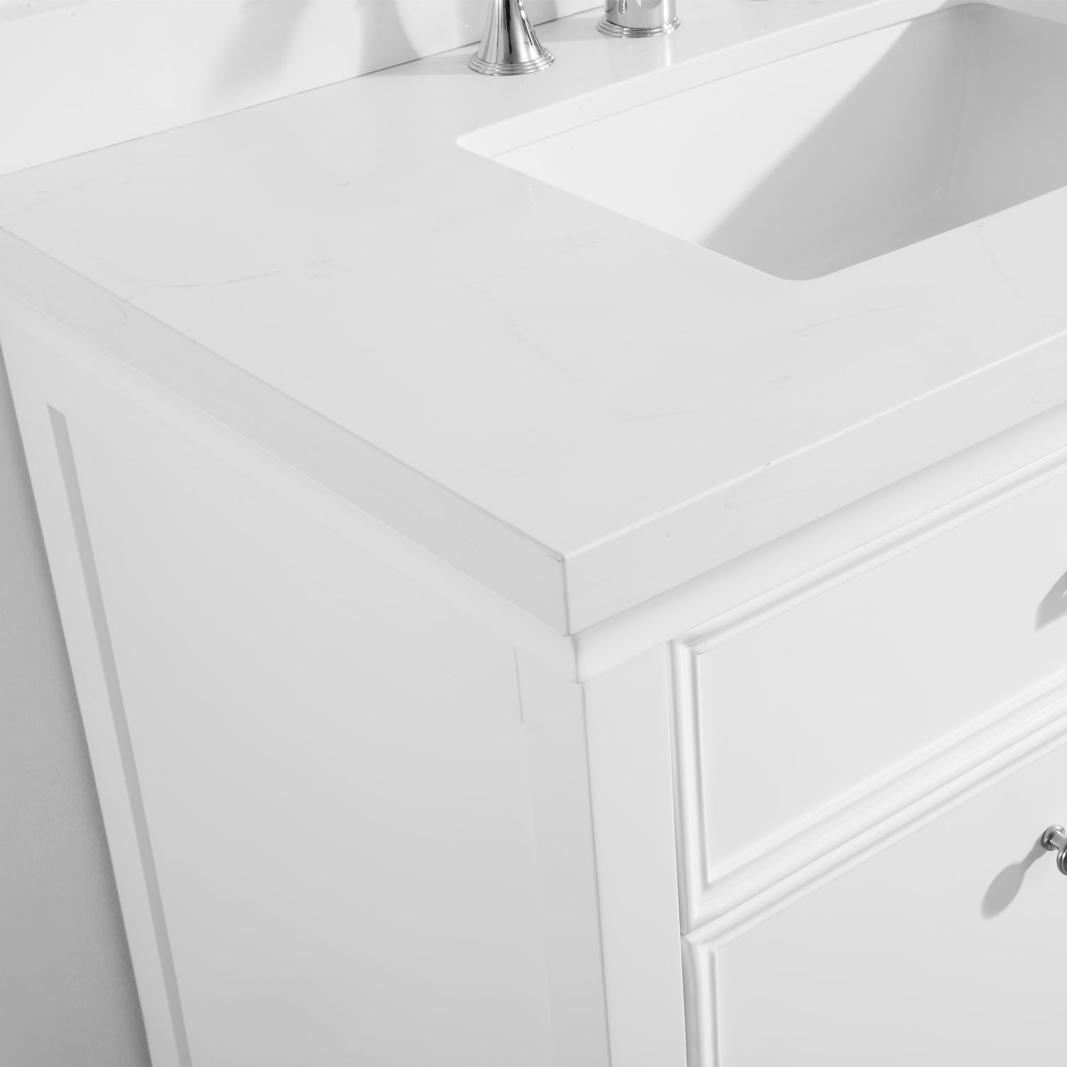 Vinnova Charlotte 60" Bathroom Double Vanity Set in White w/ Carrara Quartz Stone Top | 735060-WH-CQS