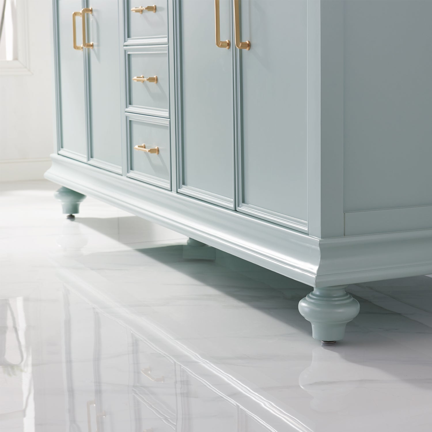 Vinnova Charlotte 72" Bathroom Vanity Set in Green w/ Carrara White Composite Stone Countertop | 735072-FG-CQS
