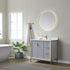 Vinnova Granada 36" Bathroom Vanity Set in Grey w/ White Composite Grain Stone Countertop | 736036-PG-GW