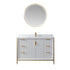 Vinnova Granada 48" Bathroom Vanity Set in White w/ White Composite Grain Stone Countertop | 736048-WH-GW