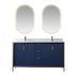 Vinnova Granada 60" Bathroom Vanity Set in Blue w/ White Composite Grain Stone Countertop | 736060-RB-GW