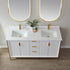 Vinnova Granada 60" Bathroom Vanity Set in White w/ White Composite Grain Stone Countertop | 736060-WH-GW