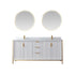 Vinnova Granada 72" Bathroom Vanity Set in White w/ White Composite Grain Stone Countertop | 736072-WH-GW