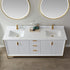 Vinnova Granada 72" Bathroom Vanity Set in White w/ White Composite Grain Stone Countertop | 736072-WH-GW