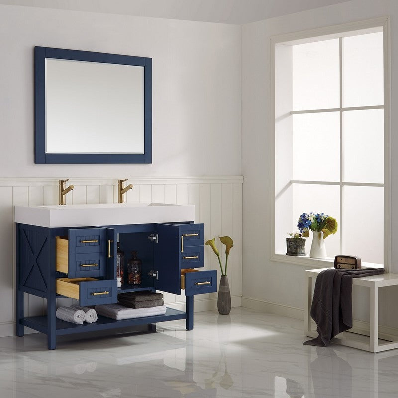 Vinnova Pavia 48” Bathroom Vanity Set in Royal Blue w/ Acrylic Under-mount Sink | 755048-RB-WH