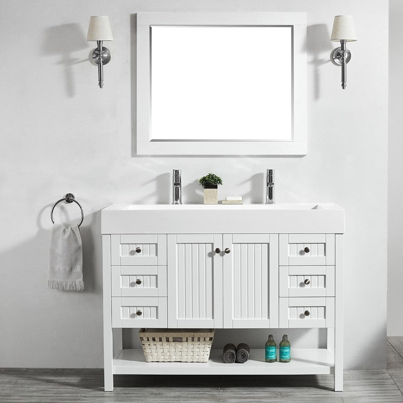 Vinnova Pavia 48” Bathroom Vanity Set in White w/ Acrylic Under-mount Sink | 755048-WH-WH