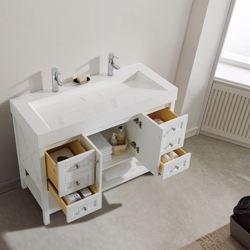 Vinnova Pavia 48” Bathroom Vanity Set in White w/ Acrylic Under-mount Sink | 755048-WH-WH