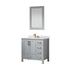 Vinnova Shannon 36" Bathroom Vanity Set in Grey & Composite Carrara White Stone Countertop | 785036-PG-WS