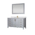 Vinnova Shannon 60" Bathroom Vanity Set in Grey & Composite Carrara White Stone Countertop | 785060-PG-WS