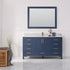 Vinnova Shannon 60" Bathroom Vanity Set in Blue & Composite Carrara White Stone Countertop | 785060-RB-WS