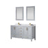 Vinnova Shannon 60" Bathroom Double Vanity Set in Grey & Composite Carrara White Stone Countertop | 785060M-PG-WS