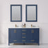 Vinnova Shannon 60" Bathroom Double Vanity Set in Blue & Composite Carrara White Stone Countertop | 785060M-RB-WS