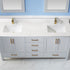 Vinnova Shannon 72" Bathroom Double Vanity Set in Grey & Composite Carrara White Stone Countertop | 785072-PG-WS