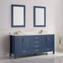 Vinnova Shannon 72" Bathroom Double Vanity Set in Blue & Composite Carrara White Stone Countertop | 785072-RB-WS