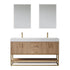 Vinnova Alistair 60" Bathroom Double Vanity Set in American Oak w/ White Grain Stone Countertop | 789060-NO-GW