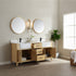 Vinnova Sevilla 72" Bathroom Vanity Set in Ash Wood w/ White Composite Stone Countertop | 797072-WA-WH