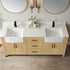 Vinnova Sevilla 72" Bathroom Vanity Set in Ash Wood w/ White Composite Stone Countertop | 797072-WA-WH