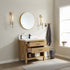 Vinnova Valencia 36" Bathroom Vanity Set in Ash Wood w/ White Composite Grain Stone Countertop | 798036-WA-GW