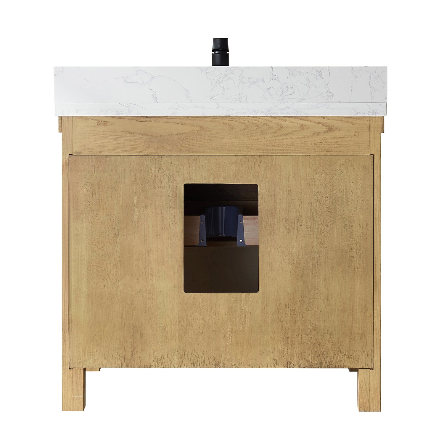 Vinnova Valencia 36" Bathroom Vanity Set in Ash Wood w/ White Composite Grain Stone Countertop | 798036-WA-GW