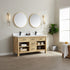 Vinnova Valencia 60" Bathroom Vanity Set in Ash Wood w/ White Composite Grain Stone Countertop | 798060-WA-GW