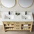 Vinnova Valencia 60" Bathroom Vanity Set in Ash Wood w/ White Composite Grain Stone Countertop | 798060-WA-GW