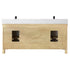 Vinnova Valencia 72" Bathroom Vanity Set in Ash Wood w/ White Composite Grain Stone Countertop | 798072-WA-GW