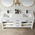 Vinnova Valencia 72" Bathroom Vanity Set in White w/ White Composite Grain Stone Countertop | 798072-WH-GW