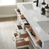 Vinnova Valencia 72" Bathroom Vanity Set in White w/ White Composite Grain Stone Countertop | 798072-WH-GW