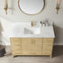 Vinnova Zaragoza 48" Bathroom Vanity Set in Ash Wood w/ White Composite Grain Stone Countertop | 799048-WA-GW