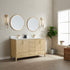 Vinnova Zaragoza 60" Bathroom Vanity Set in Ash Wood w/ White Composite Grain Stone Countertop | 799060-WA-GW