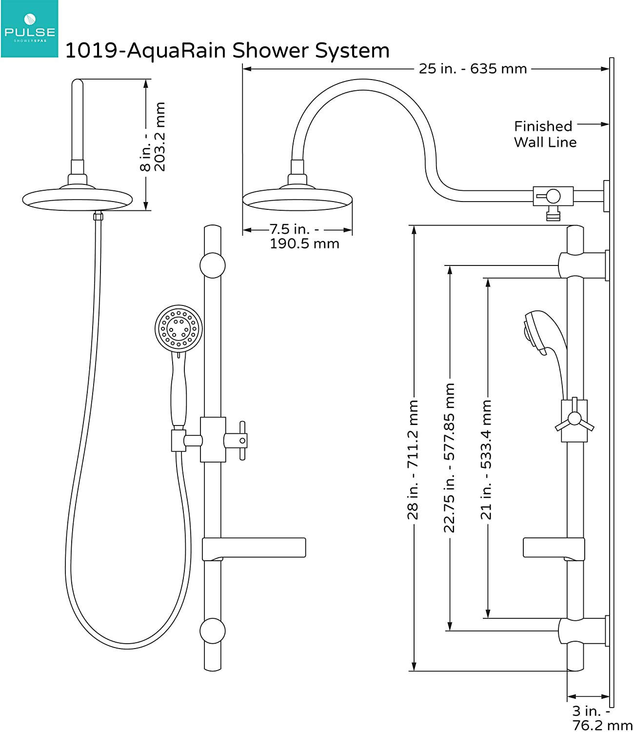 Pulse 1019 Aqua Rain Shower System