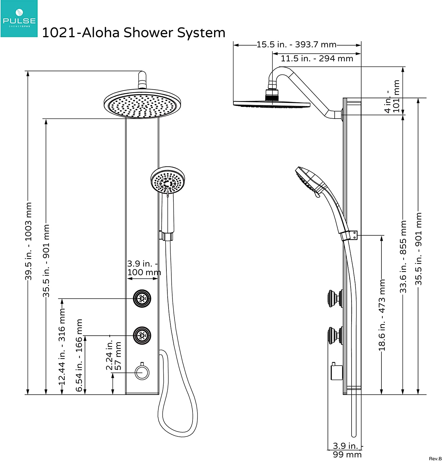 Pulse 1021-SSB Aloha Shower System - Brushed Stainless Steel