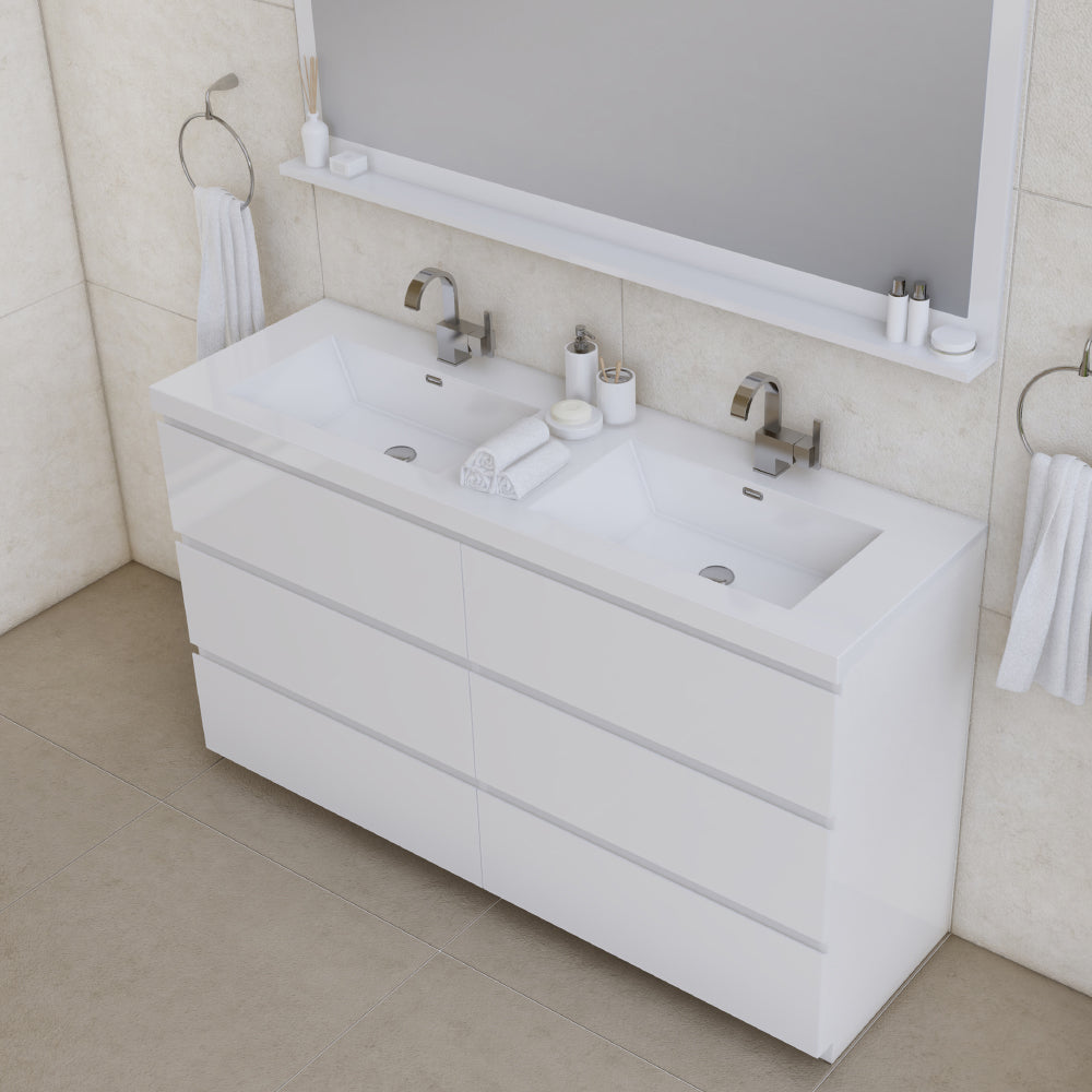 Alya Bath Paterno 60" Double Modern Freestanding Bathroom Vanity | AB-MOA60D