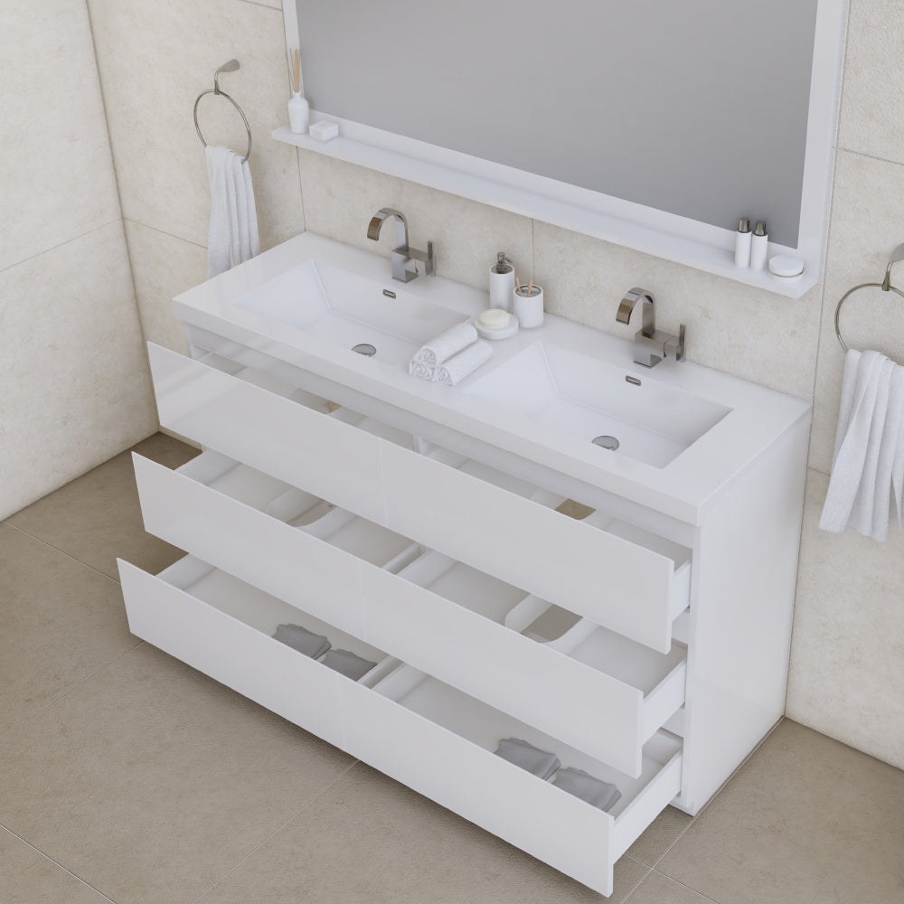 Alya Bath Paterno 60" Double Modern Freestanding Bathroom Vanity | AB-MOA60D