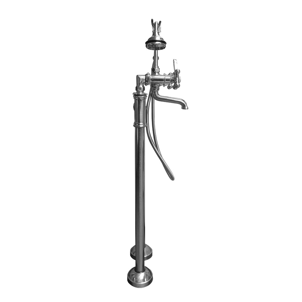Cambridge Plumbing Faucet CAM-H-463 Freestanding H-Frame Supply Lines w/ Classic Telephone Faucet & Hand Held Shower Combo