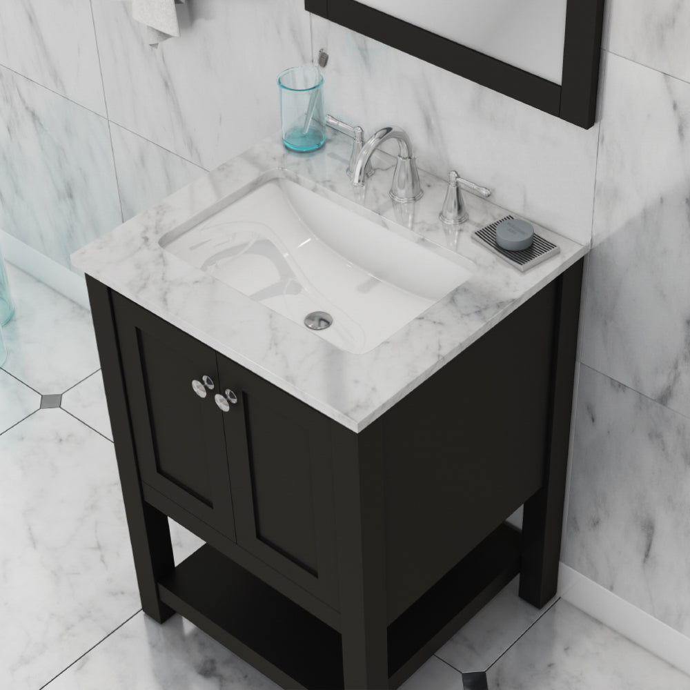 Alya Bath Wilmington 24" Vanity with Carrera Marble Top | HE-102-24