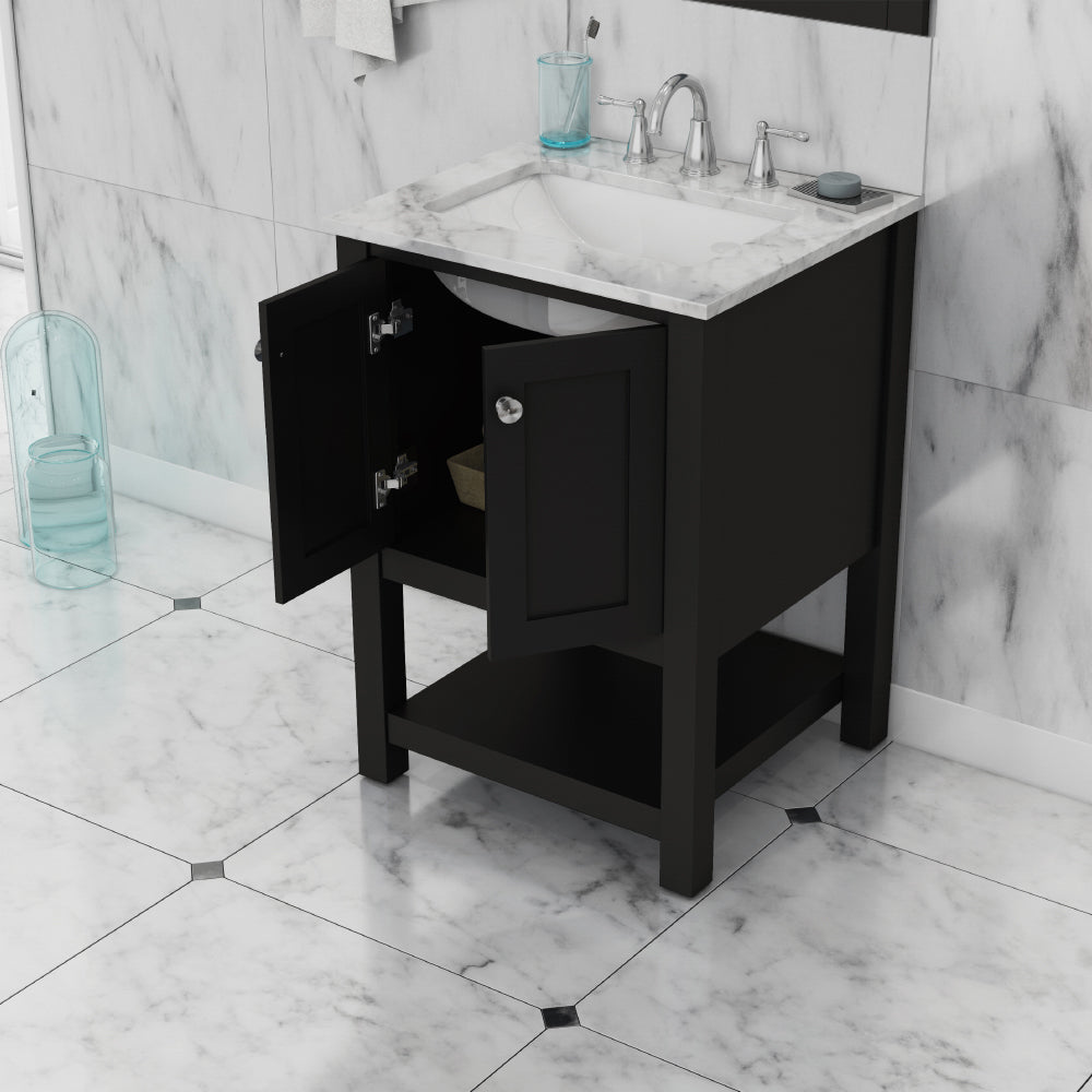 Alya Bath Wilmington 24" Vanity with Carrera Marble Top | HE-102-24