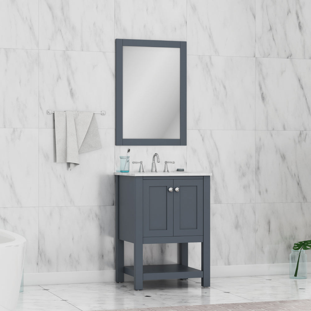 Alya Bath Wilmington 24" Vanity with Carrera Marble Top | HE-102-24