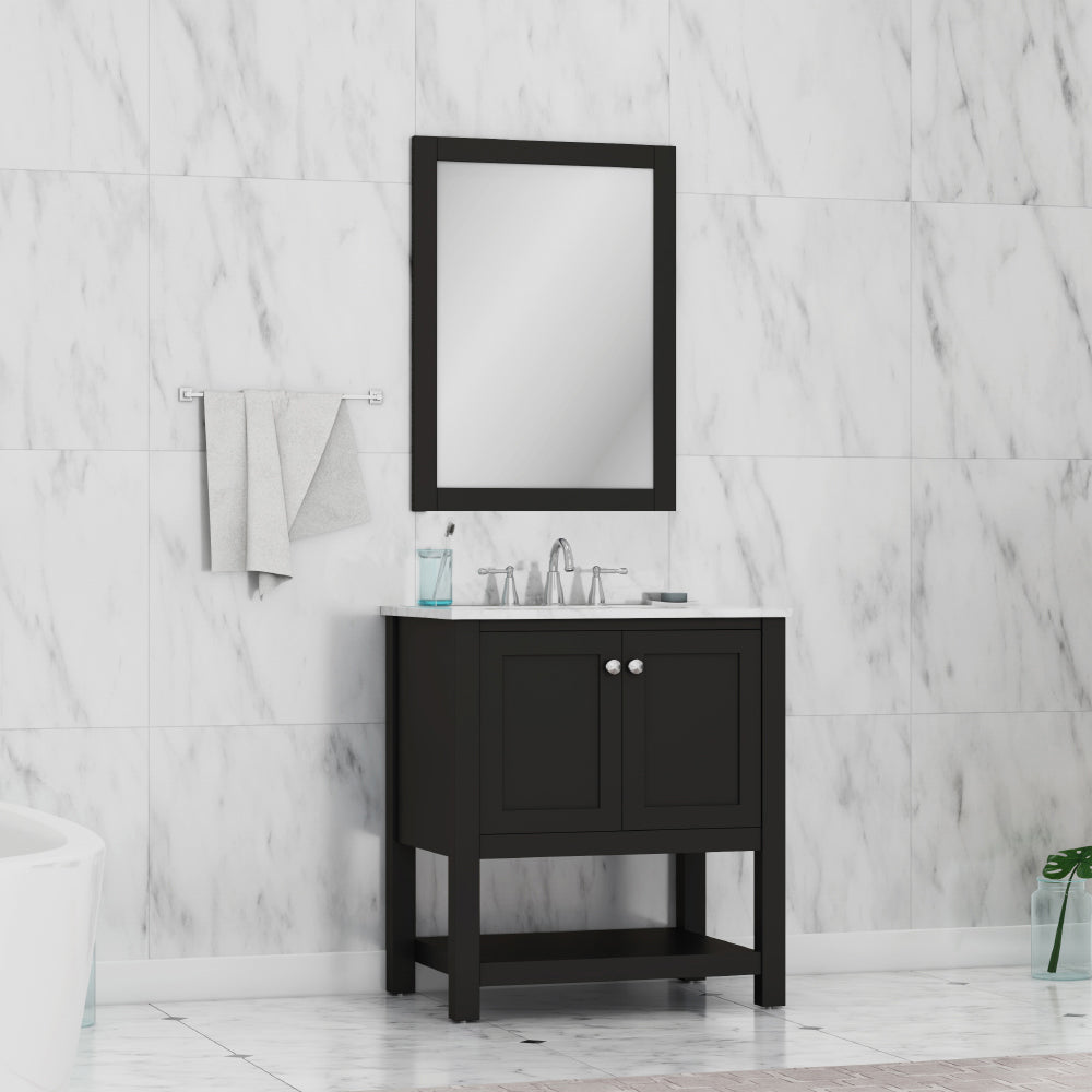 Alya Bath Wilmington 30" Vanity with Carrera Marble Top | HE-102-30