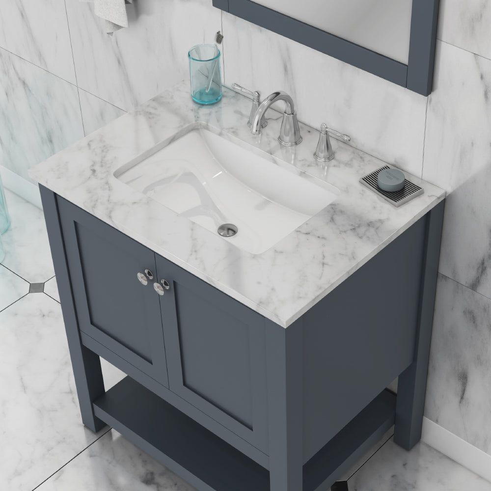 Alya Bath Wilmington 30" Vanity with Carrera Marble Top | HE-102-30