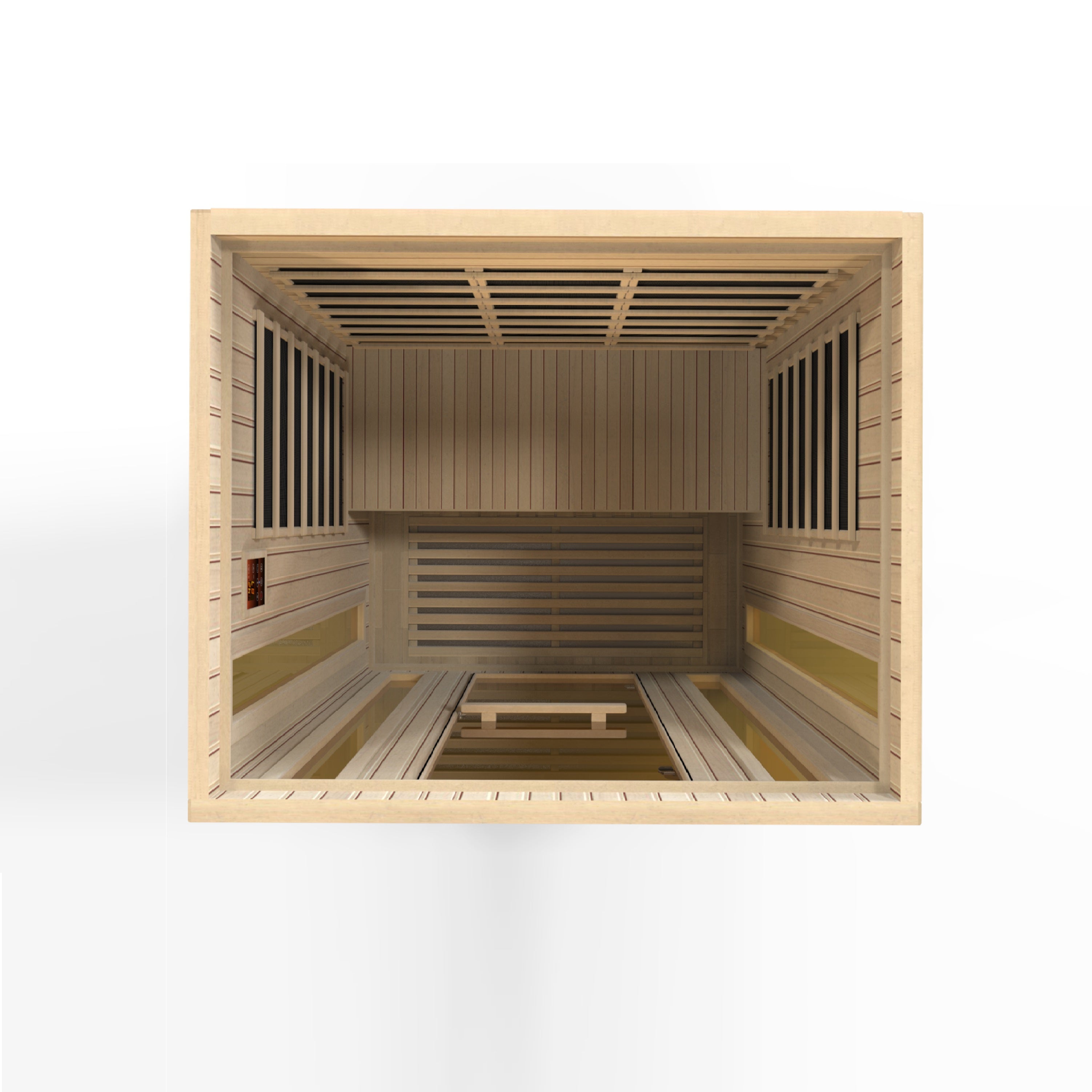 Golden Designs Maxxus "Trinity" 3-Person Corner Low EMF FAR Infrared Sauna w/ Hemlock | MX-LS3-01