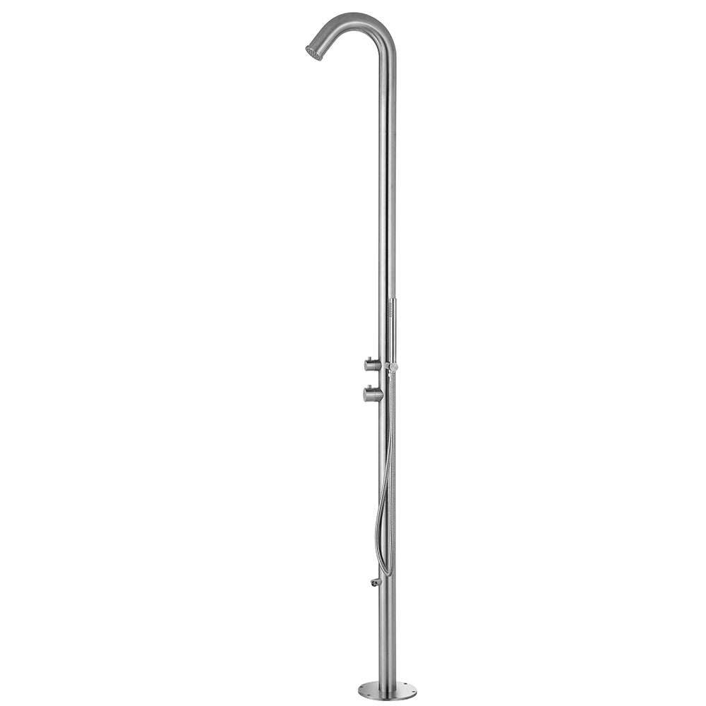 PULSE ShowerSpas Outdoor Brushed Stainless Steel Shower System - Wave Outdoor Shower