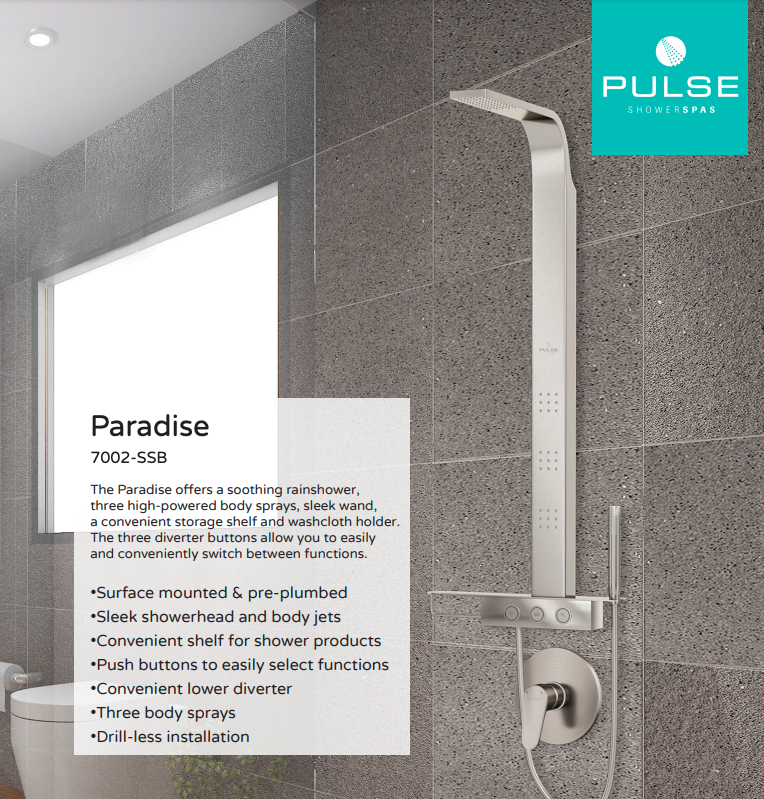 Pulse 7002-SSB Paradise Shower System - Brushed Stainless Steel