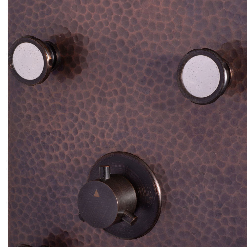 PULSE ShowerSpas Hammered Copper ORB Shower Panel - Sedona ShowerSpa