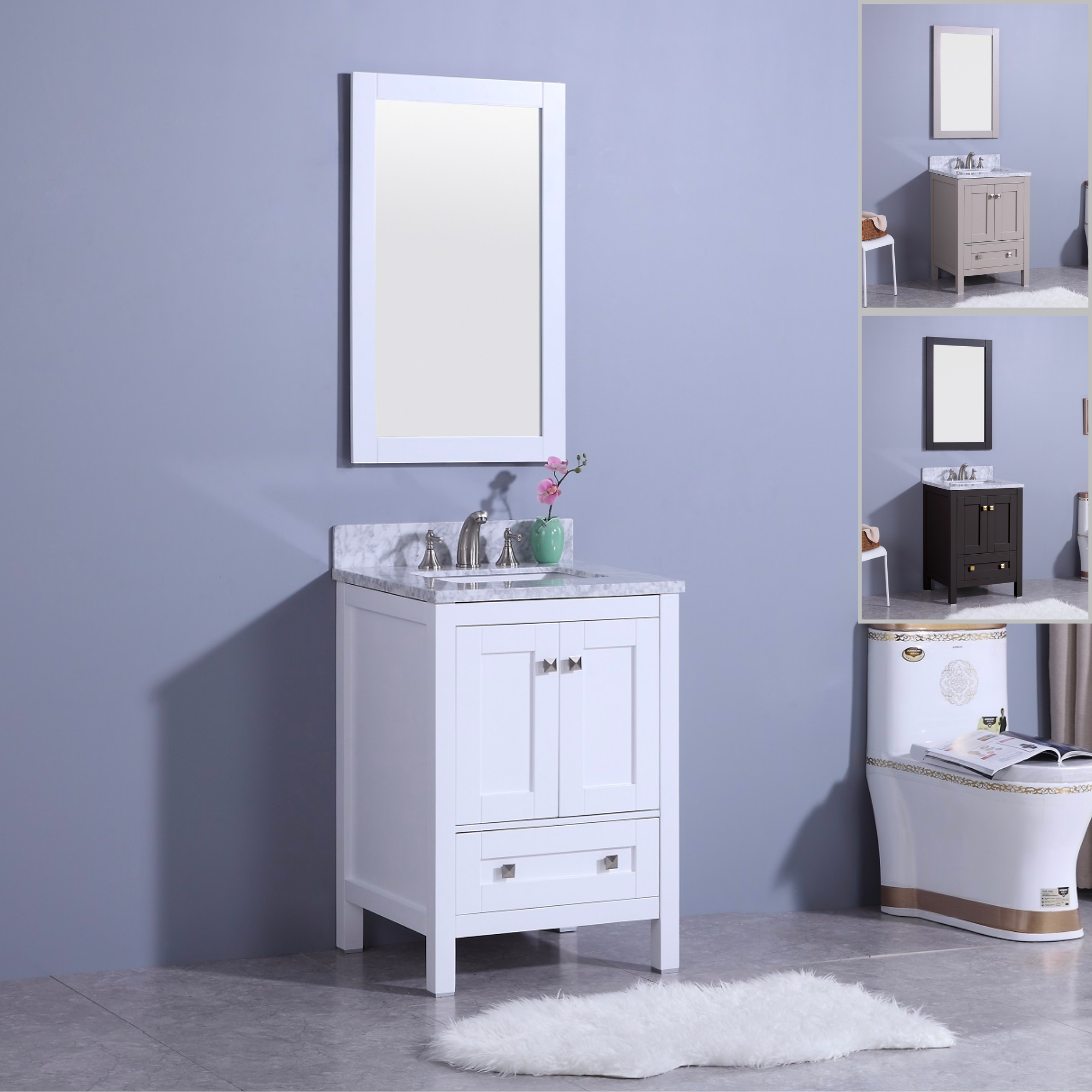 Legion Furniture 25" Bathroom Vanity, Mirror & Sink WT7324 (25" x 22" x 35")