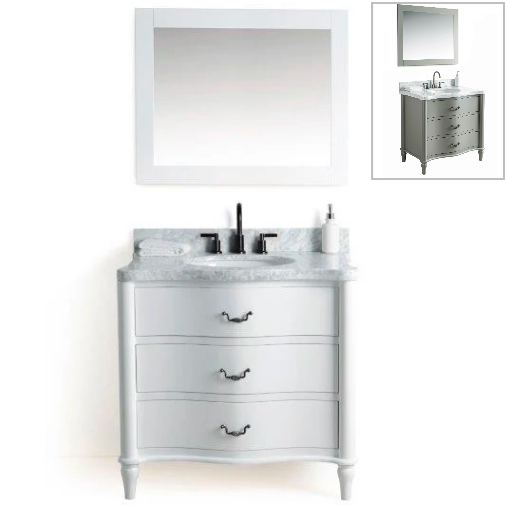 Legion Furniture 36" Vanity, Mirror & Sink - WS2436 (36" x 22" x 34")