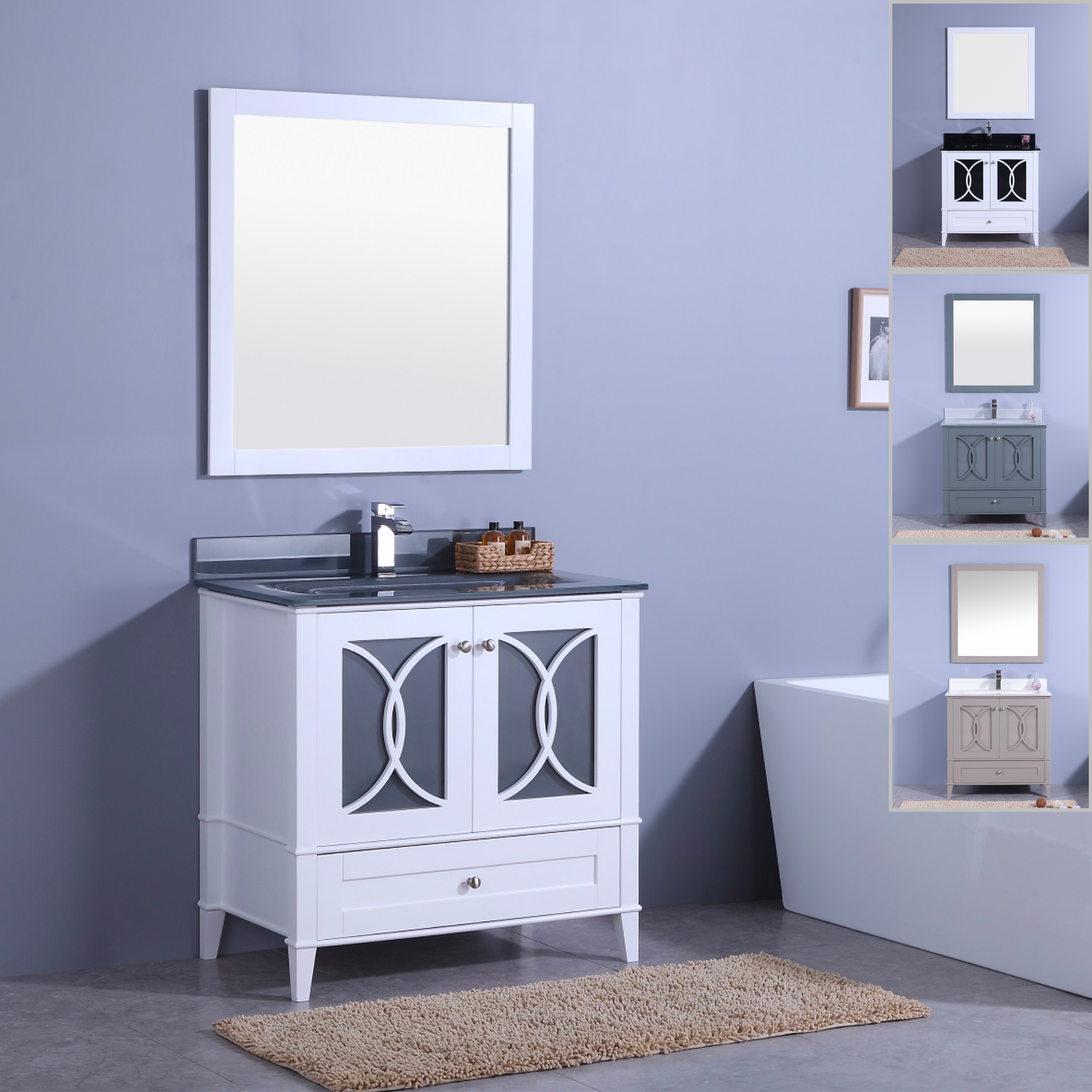 Legion Furniture 36" Vanity, Mirror & Sink - WT7436 (36" x 22" x 35")