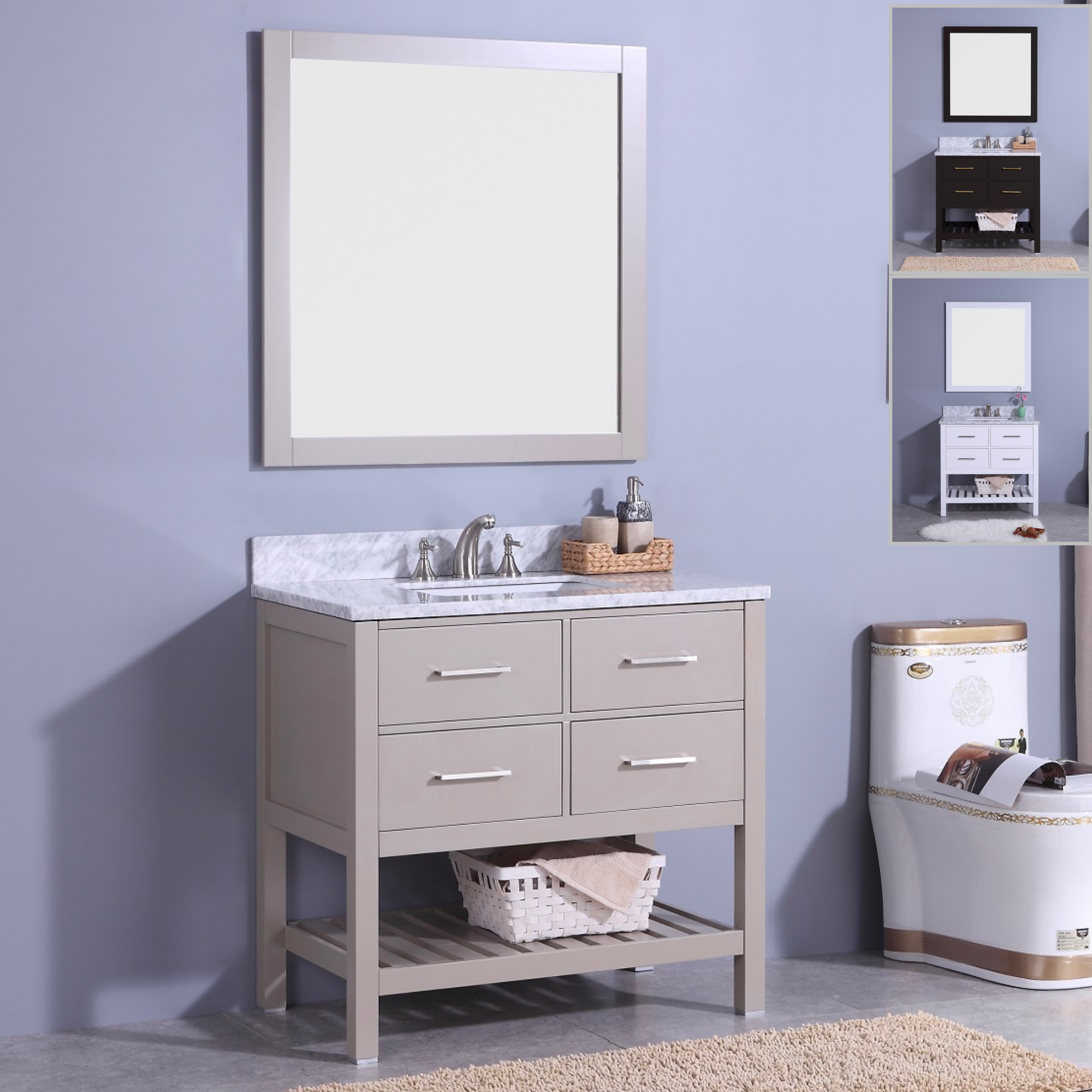Legion Furniture 37" Bathroom Vanity, Mirror & Sink WT7136 (37" x 22" x 35")