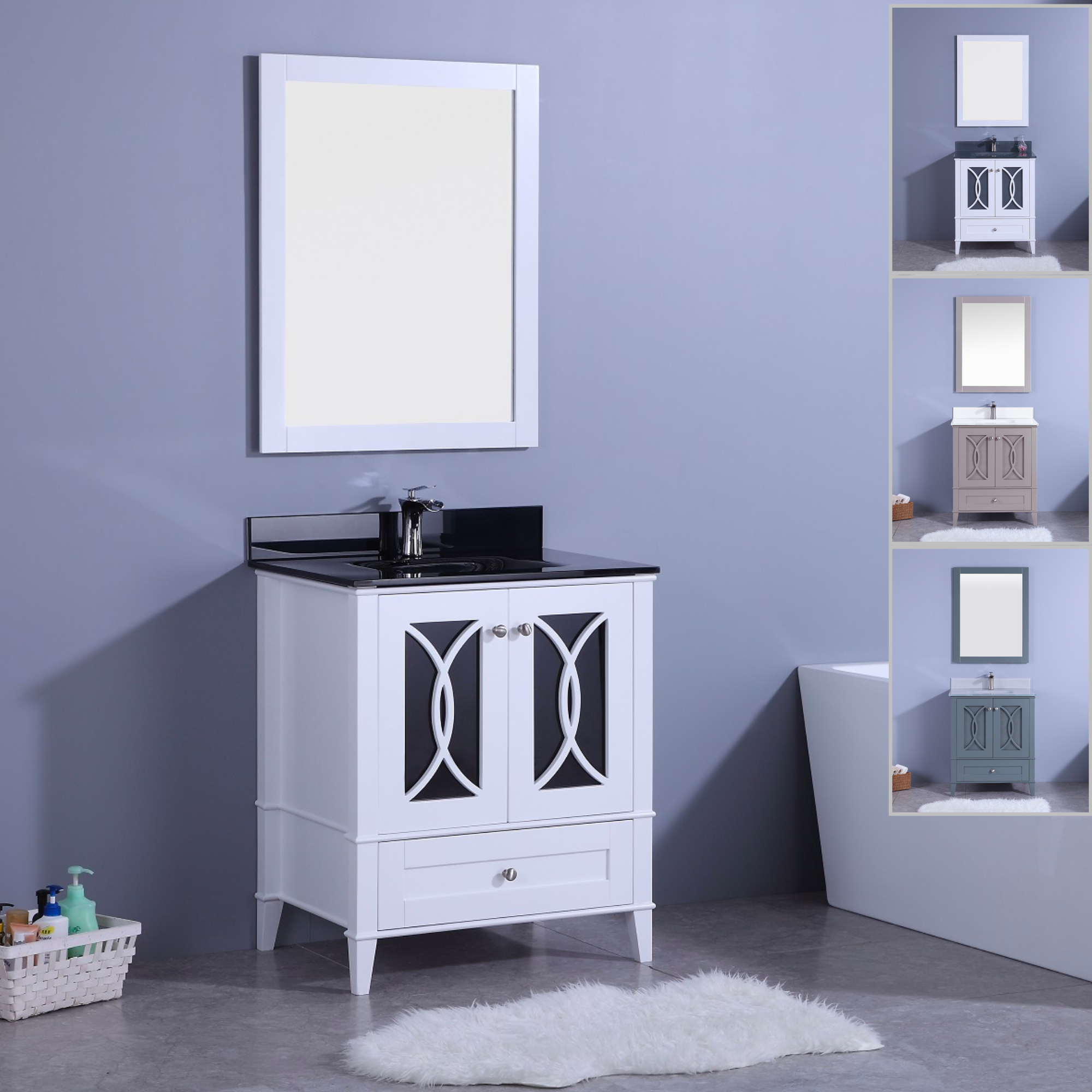 Legion Furniture 30" Vanity, Mirror & Sink  - WT7430 (30" x 22" x 35")